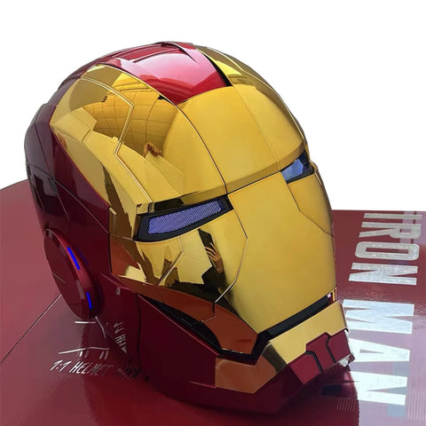 AUGMAXI Iron-man Helmet Wearable Mark 5 Mask Voice Control Open/Close Helmet with Sounds & LED Eyes Collectibles Statue Model Birthday Christmas Gift (MK85), universal