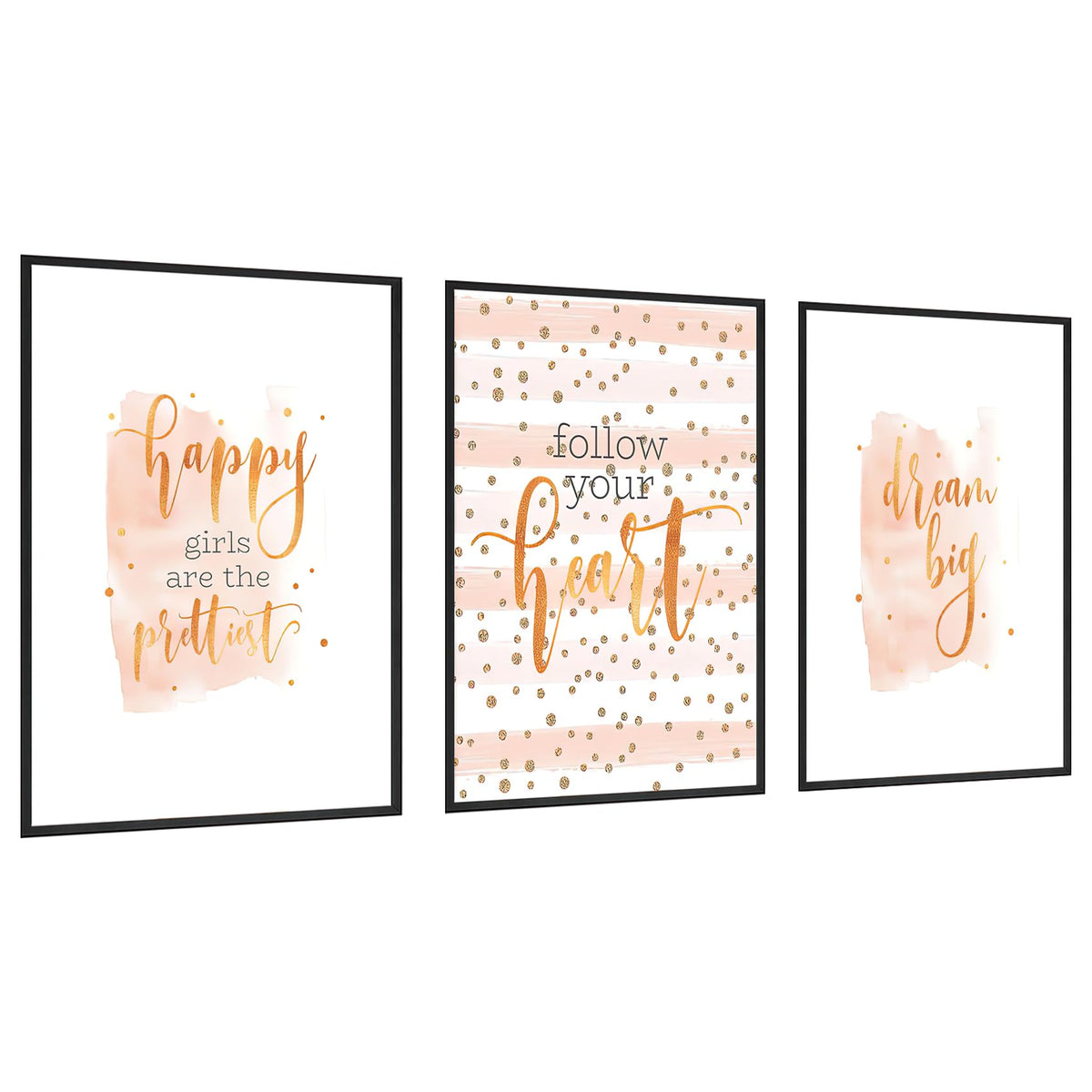 KLPOARTQ Set of 3 Canvas Wall Art Pictures Poster Print Frames with Inspirational Positive Quotes for Teen Girls Room Decor Modern Nordic