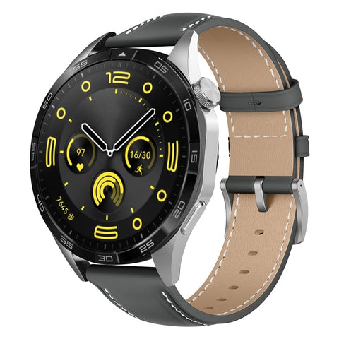 Niboow 22mm Strap for Xiaomi Redmi Watch5 Active / Watch5 Lite/Xiaomi Watch S4 / 2 / S3 / S1 Pro, Men Women Vintage Leather Watch Bands for Huawei Watch GT 5 / GT 5 Pro / GT4 / Watch 4 46mm - Grey