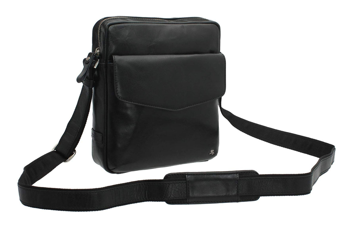 VISCONTI Merlin Collection Leather Shoulder Bag Vesper A5 ML36 Black
