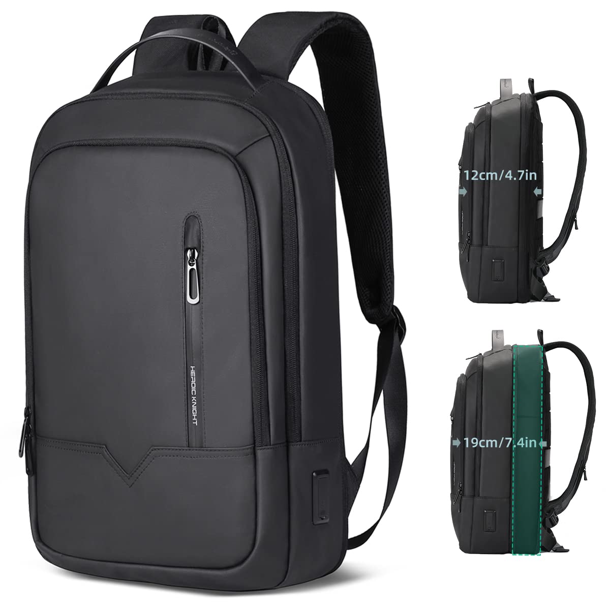 HEROIC KNIGHT Laptop Backpack 15.6 Inch Laptop Rucksack Waterproof Rucksack for Men Expandable School Bag Lightweight Travel Backpack with USB Charging Port for Men Women Office College Travel