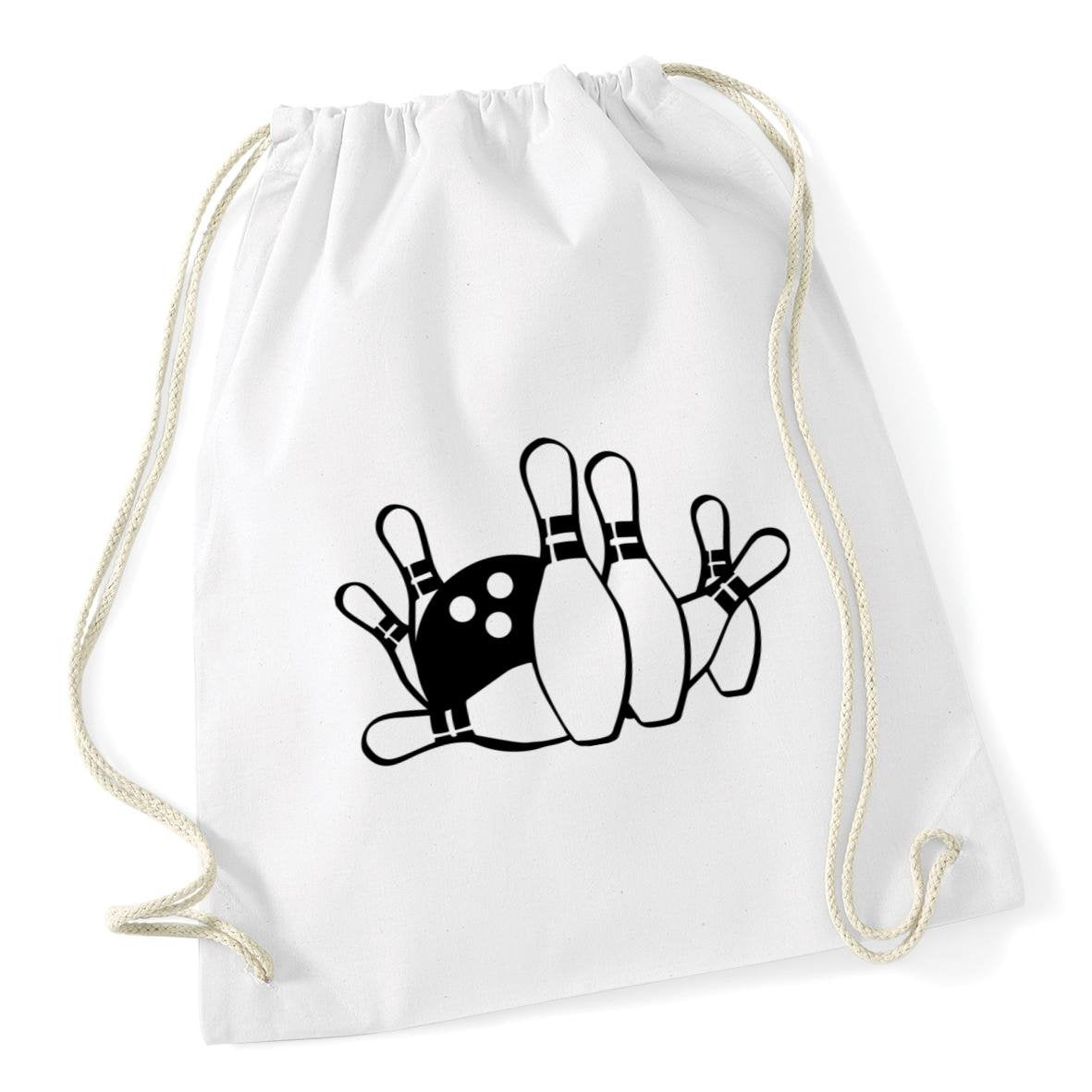 Hippowarehouse Ten Pin Bowling Drawstring Cotton School Gym Bag 37cm x 46cm, 12 litres