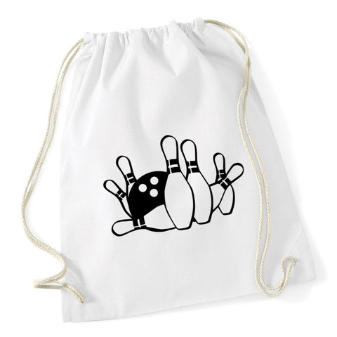 Hippowarehouse Ten Pin Bowling Drawstring Cotton School Gym Bag 37cm x 46cm, 12 litres