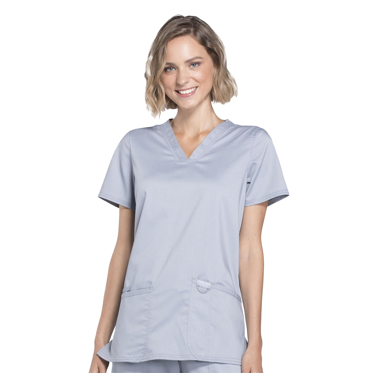 V-Neck Scrubs for Women Workwear Revolution, Soft Stretch, Easy Care WW620, S, Grey