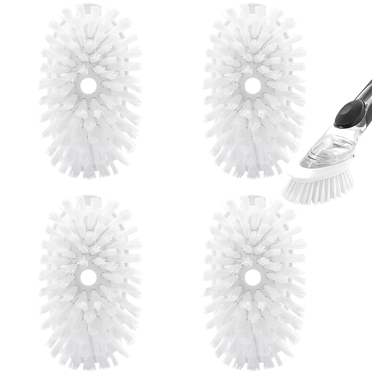 Brush Refills for RIMAY Dish Brush - 4 Pack Dish Brush Cleaning Soap Dispensing Head Replacement for Scrubber (White)