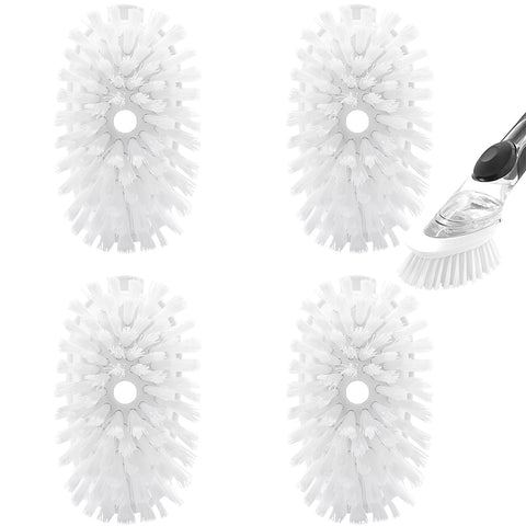 Brush Refills for RIMAY Dish Brush - 4 Pack Dish Brush Cleaning Soap Dispensing Head Replacement for Scrubber (White)