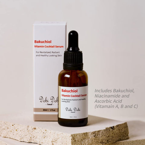 Dobi Dobi Seoul Bakuchiol Vitamin Cocktail Serum Essence Hydrating Serum for Face Korean skin care cosmetics, 1fl.oz 30ml