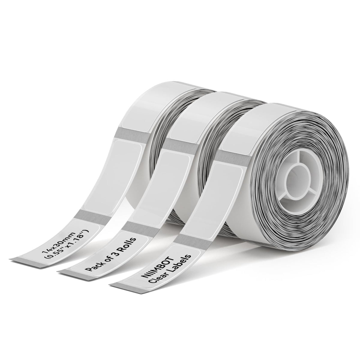 NIIMBOT 3 Rolls Clear Labels for D11/D110/D101/H1S, Thermal Printer Labels 0.55" x 1.18"(14x30mm), NIIMBOT Labels for Logo/Jar Label/Home/Kitchen(Clear)