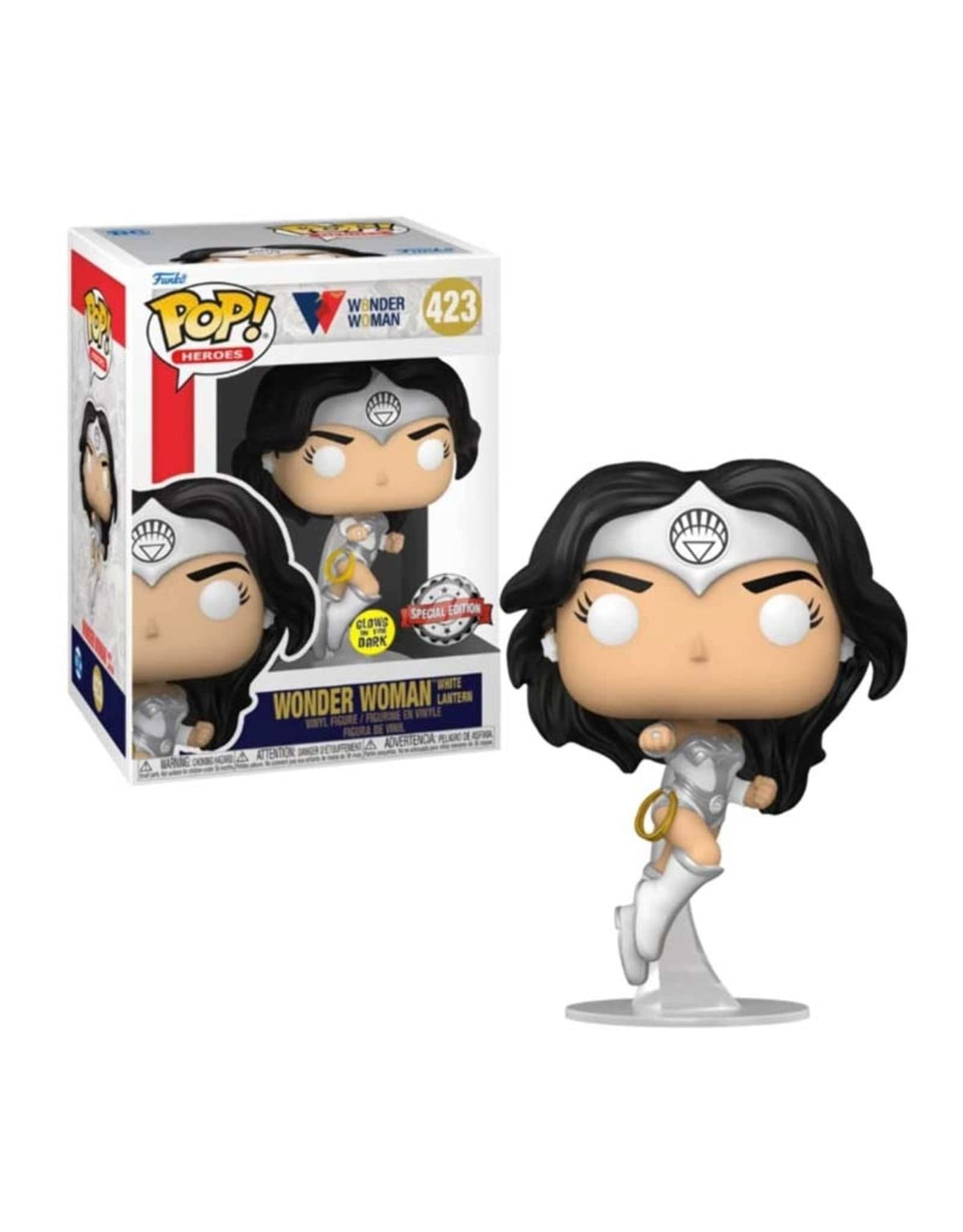Funko Pop! Wonder Woman 80th Anniversary White Lantern Glow-in-The-Dark Pop! Vinyl Figure - Entertainment Earth Exclusive