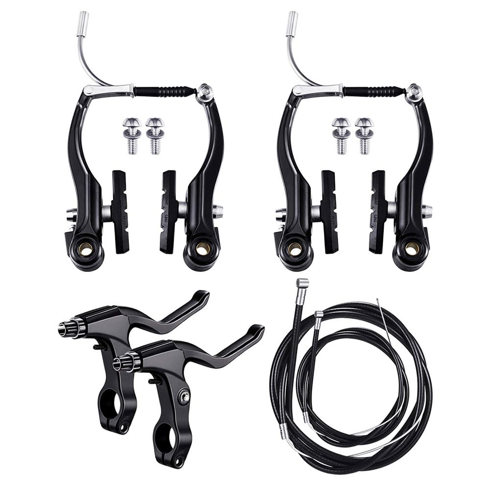Bike Brake Handles with Pads and Cables, Complete Bike Parts Set for Brake Cables and Bike Brakes
