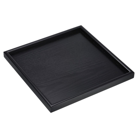M METERXITY Wood Serving Tray - Square Wooden Decorative Platter, Kitchen Trays, Centerpiece Candle Holder Trays, Apply to Home Cafe Dining (12 Inch, Black)