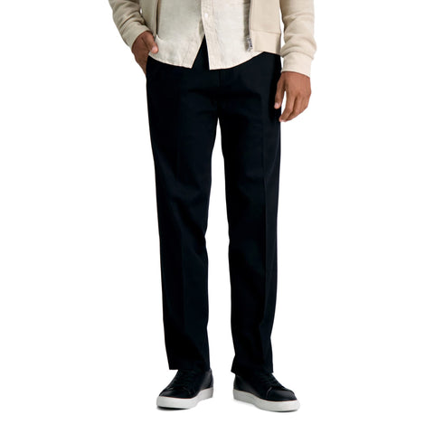 Haggar Men's Premium No Iron Khaki Straight Fit & Slim Fit Flat Front Casual Pant, Black, 33W x 32L