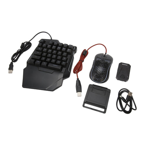 One Handed Mechanical Keyboard, High Sensitivity RGB Wired USB Low Noise Keyboard Mouse Converter Set for Mobile Game