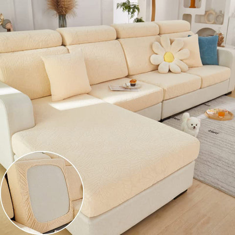 GEBIN Sofa Seat Cushion Covers, Sofa Cover, Sofa Slipcover, L Shape Sectional Couch Covers, Separate Cushion Couch Chaise Cover, for 1-2-3 Sofa Seaters for Protector (Beige,Large 2-Seater)