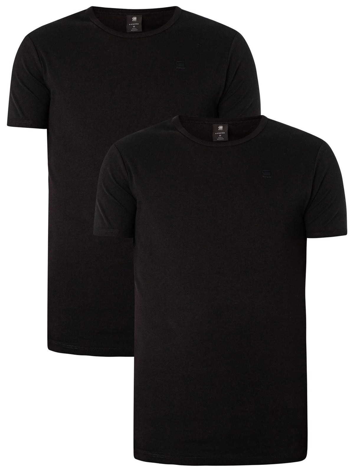 G-Star Raw Men's Base Layer Crew Neck Short Sleeve T-Shirt 2-Pack, Black, X-Large