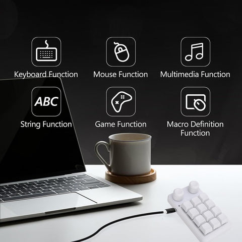 12 Keys Keyboard, Customizable Keyboard 5V 1A Compact Design for Home Gaming Office Work