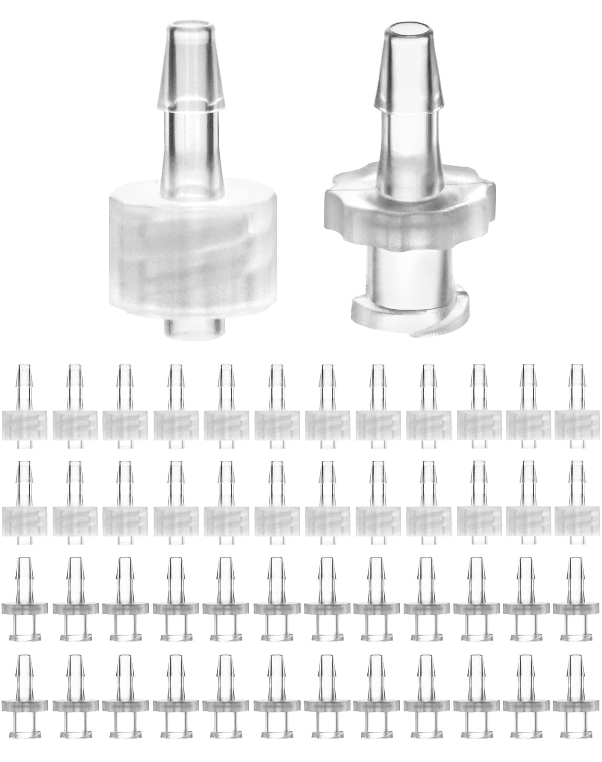 QWORK Male luer Lock & Female luer Lock 1/8" PP Hose Barb Adapter, 50 Pcs PP Hose Barb Adapter for Laboratory Biochemical/Analytical Instruments, Aquarium Equipment and Food Machinery