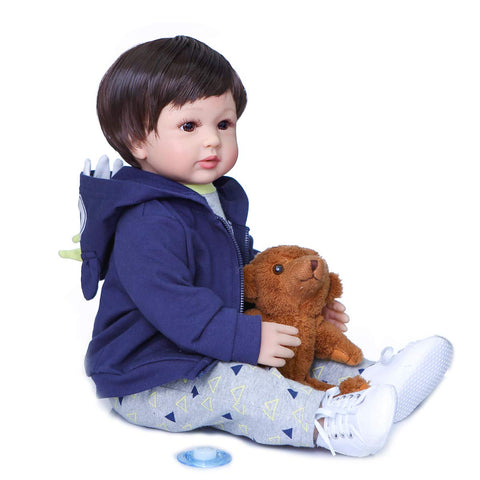 iCradle Angelbaby 24 inch Reborn Toddler Boy Dolls Soft Silicone Reborn Baby Dolls Look Real (Blue/Green)