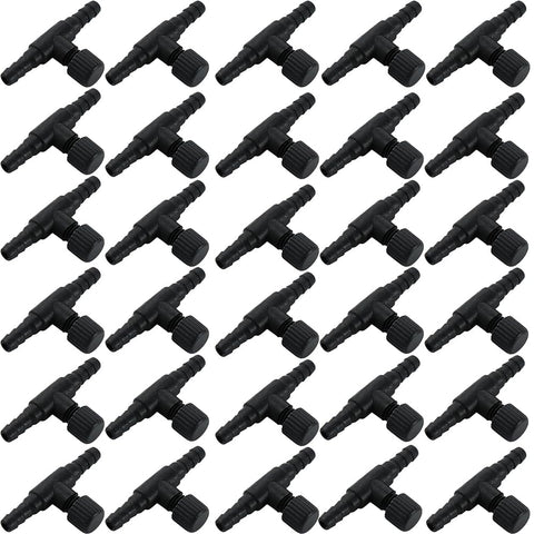 Vctitil 30Pcs Aquarium Air Valve T Shape Control Valve 4 mm Air Tube Aquarium Hose Connector Air Flow Controllers Fish Tank Air Pump Accessories