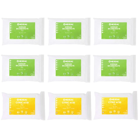 Hexeal Bath Bomb KIT | 9kg | 3kg Citric Acid + 6kg Sodium Bicarbonate | BP/Food Grade