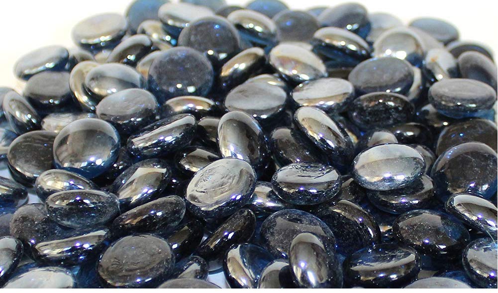 ROYAL SAPPHIRE Royal Blue Flat Marble Beads Aquarium Decor Rocks Floral Stones Decorative Mosaic Glass Gem Pebbles 4.5 lbs (Approx) (Royal Blue)