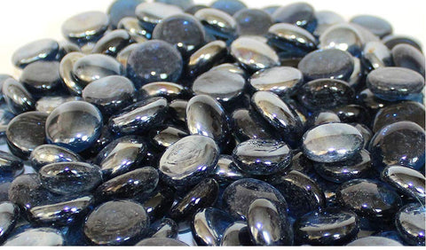 ROYAL SAPPHIRE Royal Blue Flat Marble Beads Aquarium Decor Rocks Floral Stones Decorative Mosaic Glass Gem Pebbles 4.5 lbs (Approx) (Royal Blue)