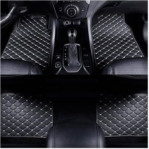 WBLDP-SDGT Leather Car Floor Mats for Genesis GV70 EV 2023 2024, Waterproof Floor Mat Front Rear Row Carpet Protection Set Liners,Black-Beige
