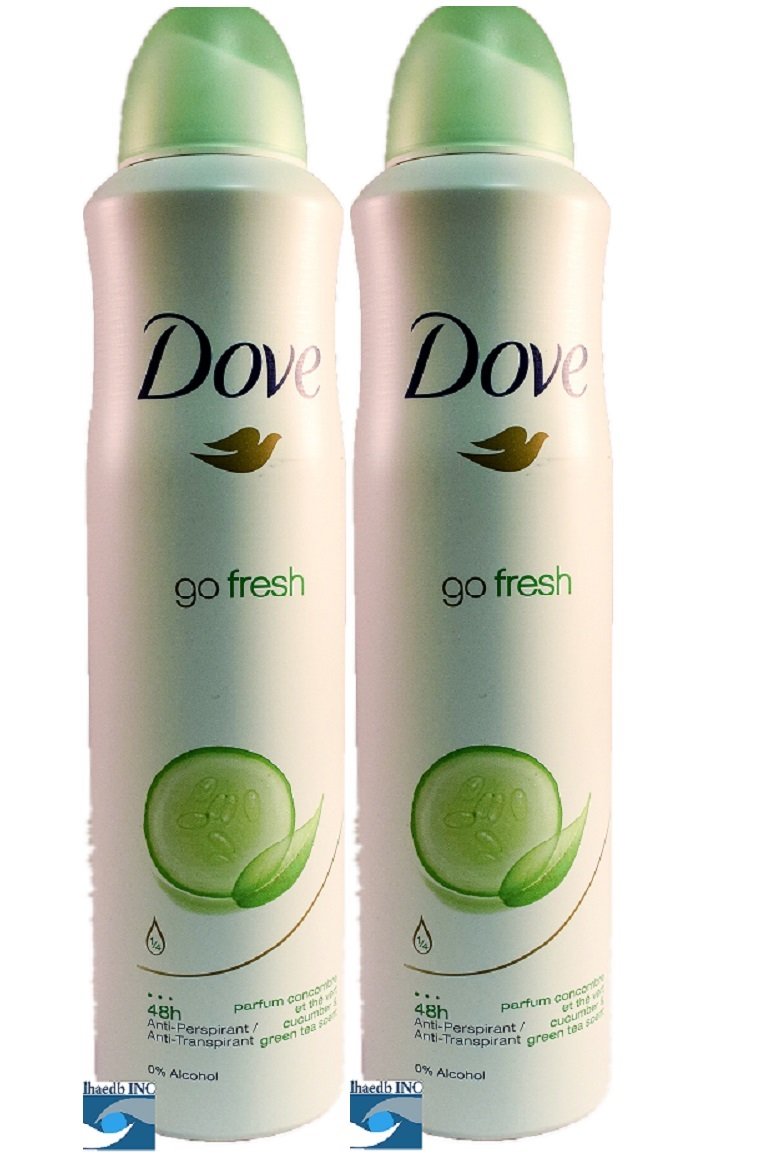 Dove body spray Anti-Perspirant/Anit-Transpirant, Pack of 2X250ml/8.5oz, Cucumber & green