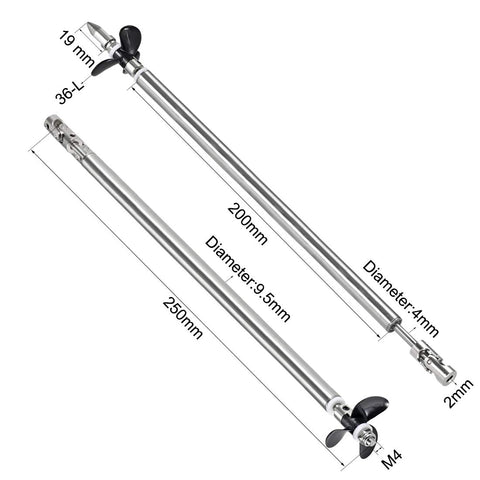 uxcell 4mm Drive Shaft, L250mm Shaft, L200mm Sleeve, D36mm Propeller, Fit for 2mm Motor Shaft
