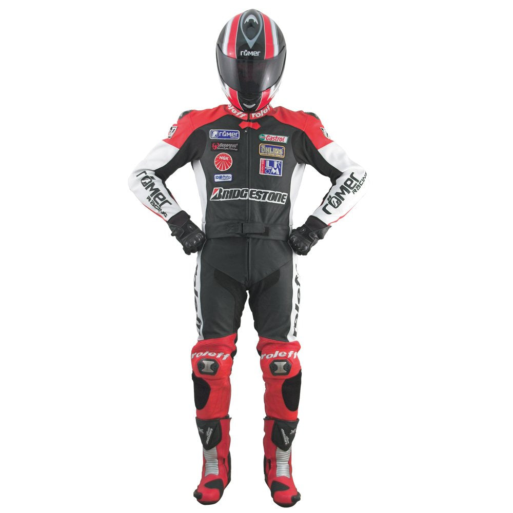 Roleff Racewear 31358 XXXL Hockenheim Leather Motorcycle Racing Suit - Black/Red