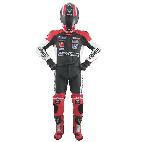 Roleff Racewear 31358 XXXL Hockenheim Leather Motorcycle Racing Suit - Black/Red