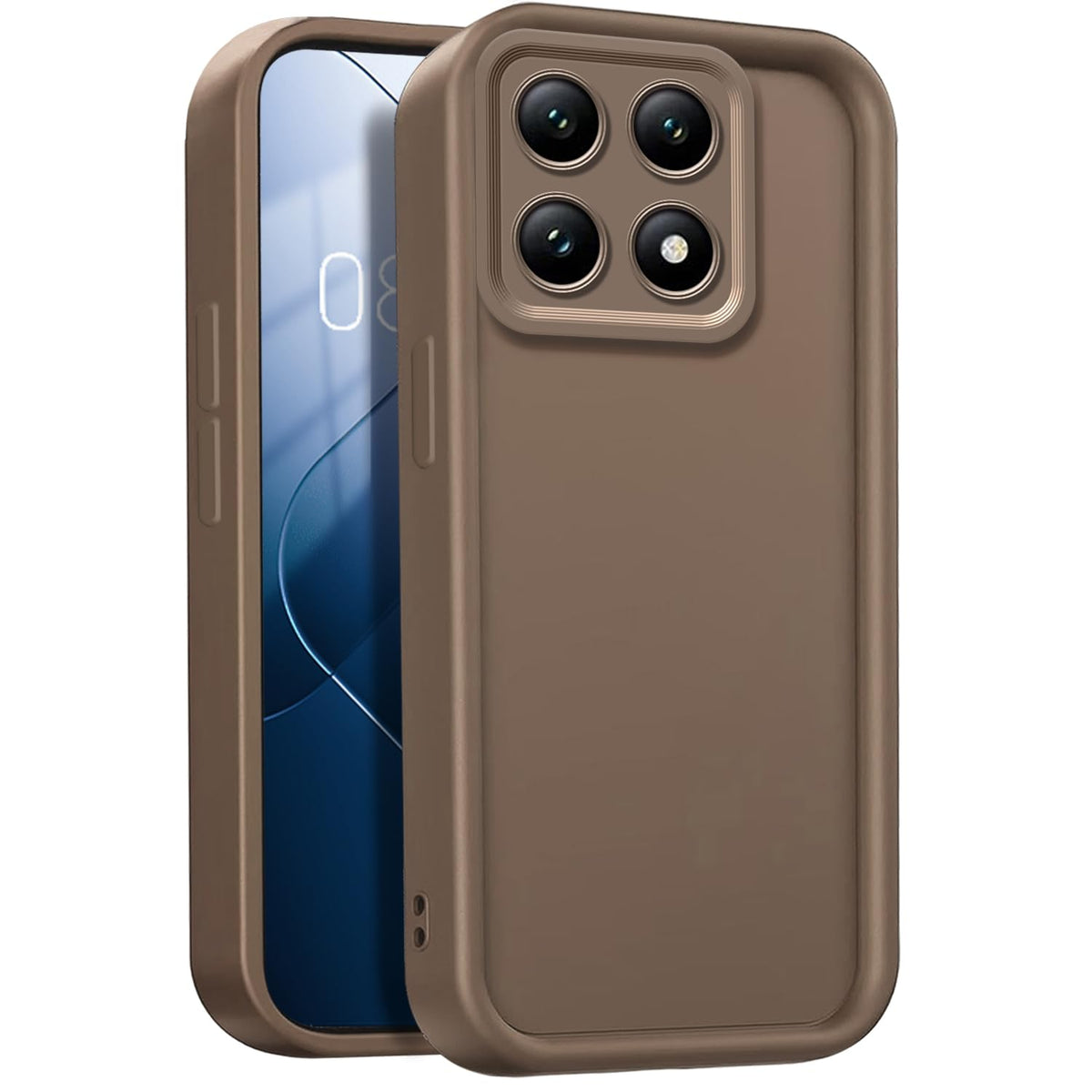 GOGME Case for Xiaomi 14T Pro 5G, Protection Soft Silicone TPU Case, Dustproof Shockproof Bumper Cover - Brown