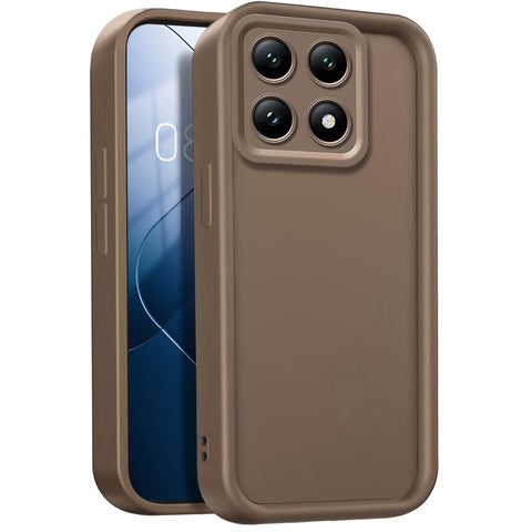 GOGME Case for Xiaomi 14T Pro 5G, Protection Soft Silicone TPU Case, Dustproof Shockproof Bumper Cover - Brown