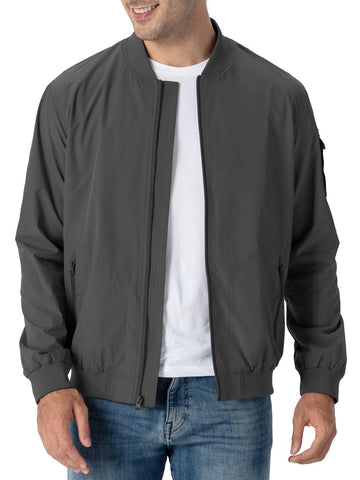 Rdruko Men's Windbreaker Lightweight Softshell Casual Athletic Flight Bomber Jacket(Grey, US S)