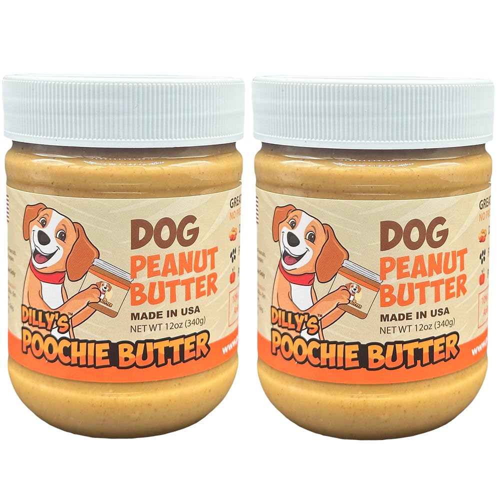 Dilly's 2 Packs All Natural Peanut Butter for Dogs Poochie Butter 12oz