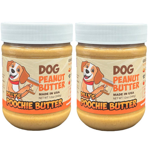 Dilly's 2 Packs All Natural Peanut Butter for Dogs Poochie Butter 12oz
