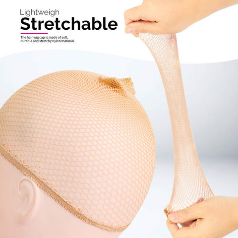 LANCHE Wig Caps 5 pieces Light Brown Stocking Wig Caps Stretchy Nylon Wig Caps for Women (Mesh Wig Caps)
