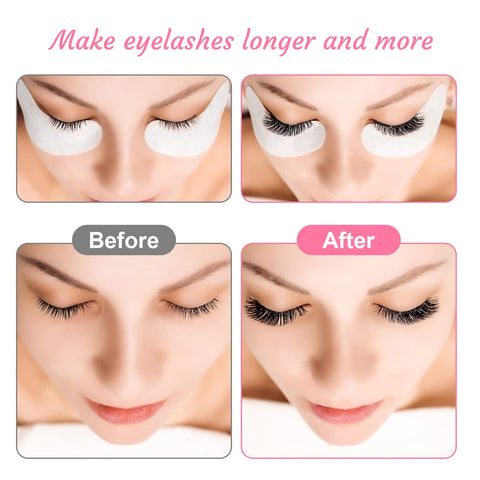 URAQT Eye Gel Pads, 50 Pairs Eyelash Extension Pads Lint Free Eye Lash Patches with 10 Eyelash Brush, Under Eye Gel Pads Premium Eyelash Pads for Pro Salon and Individual Eyelash Extension