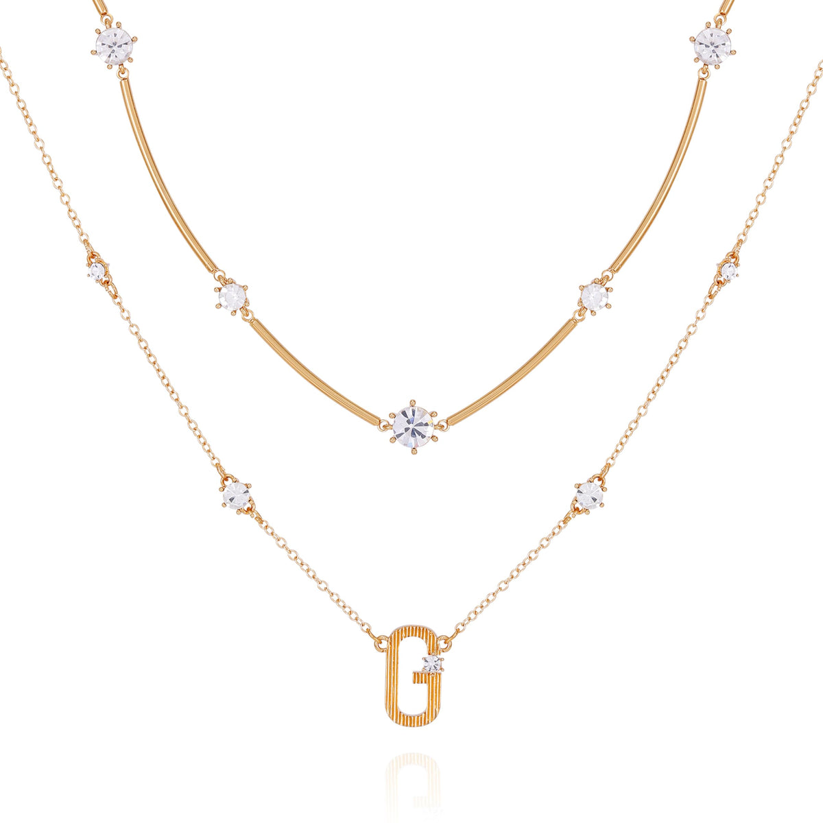GUESS Goldtone Double Layered G Pendant Necklace