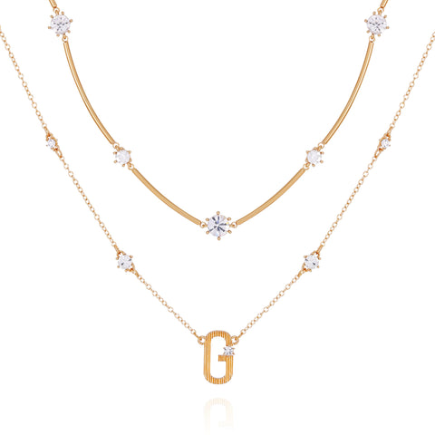 GUESS Goldtone Double Layered G Pendant Necklace