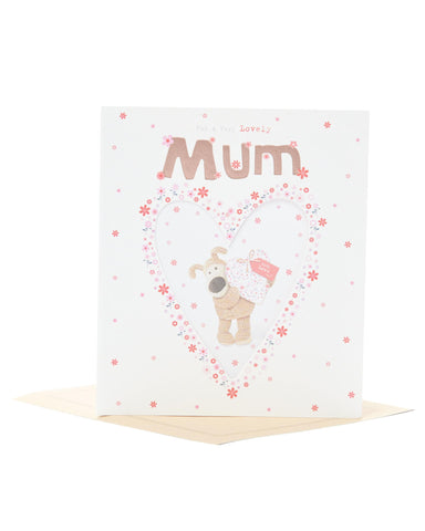 Boofle Birthday Card For Mum With Envelope - Sweet Design With Patterned Heart, Multi, 737937-0-1,159mm x 184mm