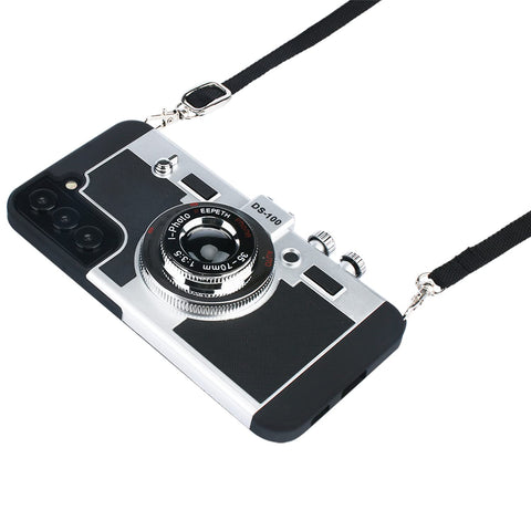Awsaccy Emily in Paris Phone Case for Samsung Galaxy S21 5G 6.2 Inch Camera Case Vintage Cover Cute 3D Cool Unique Design Silicone Case with Removable Neck Strap Lanyard for Girls Women Black