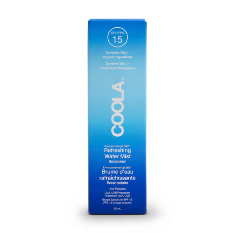 Coola SPF 15 Water Mist Suncreen, 70 Percent + Organic Sunscreen for Daily Use, Refreshing and Alcohol Free, 50 ml