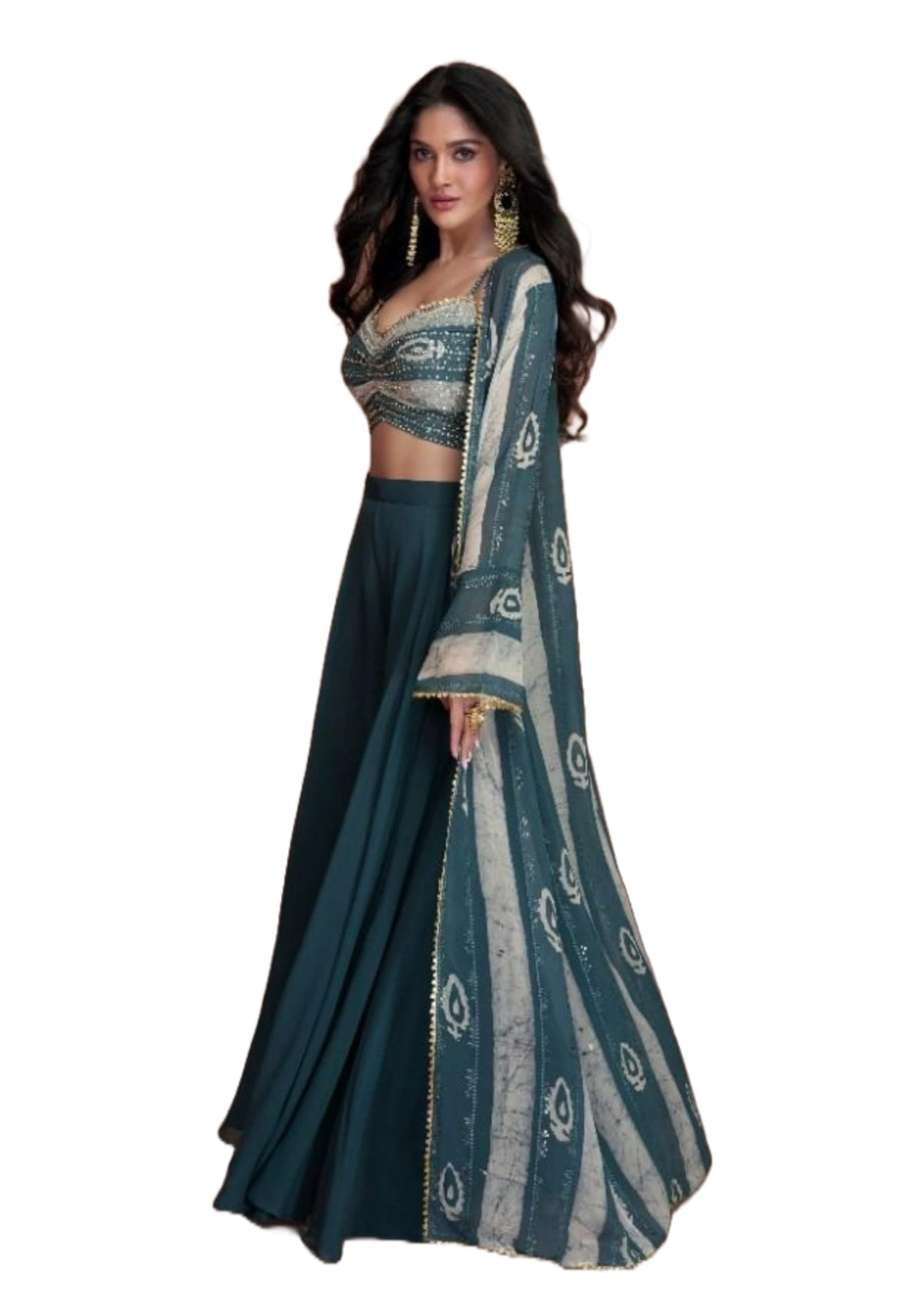 Shri Balaji Silk & Cotton Saree Emporium Indo-Western Festival Party Stitched Printed Muslin Top Palazzo & Jacket 3934, 3, Medium