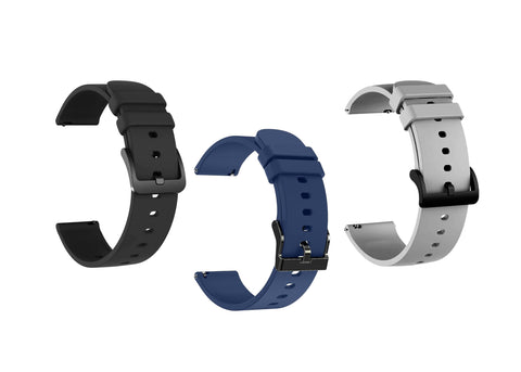 IIK COLLECTION 22mm Silicone Strap for Smart Watches|combo pack of 3 strap Compatible with Noise, Fireboltt, Boat Xtend, Pebble, Boat, Boat Flash, Noise Color fit,Ultra Smart Watch & All Watches
