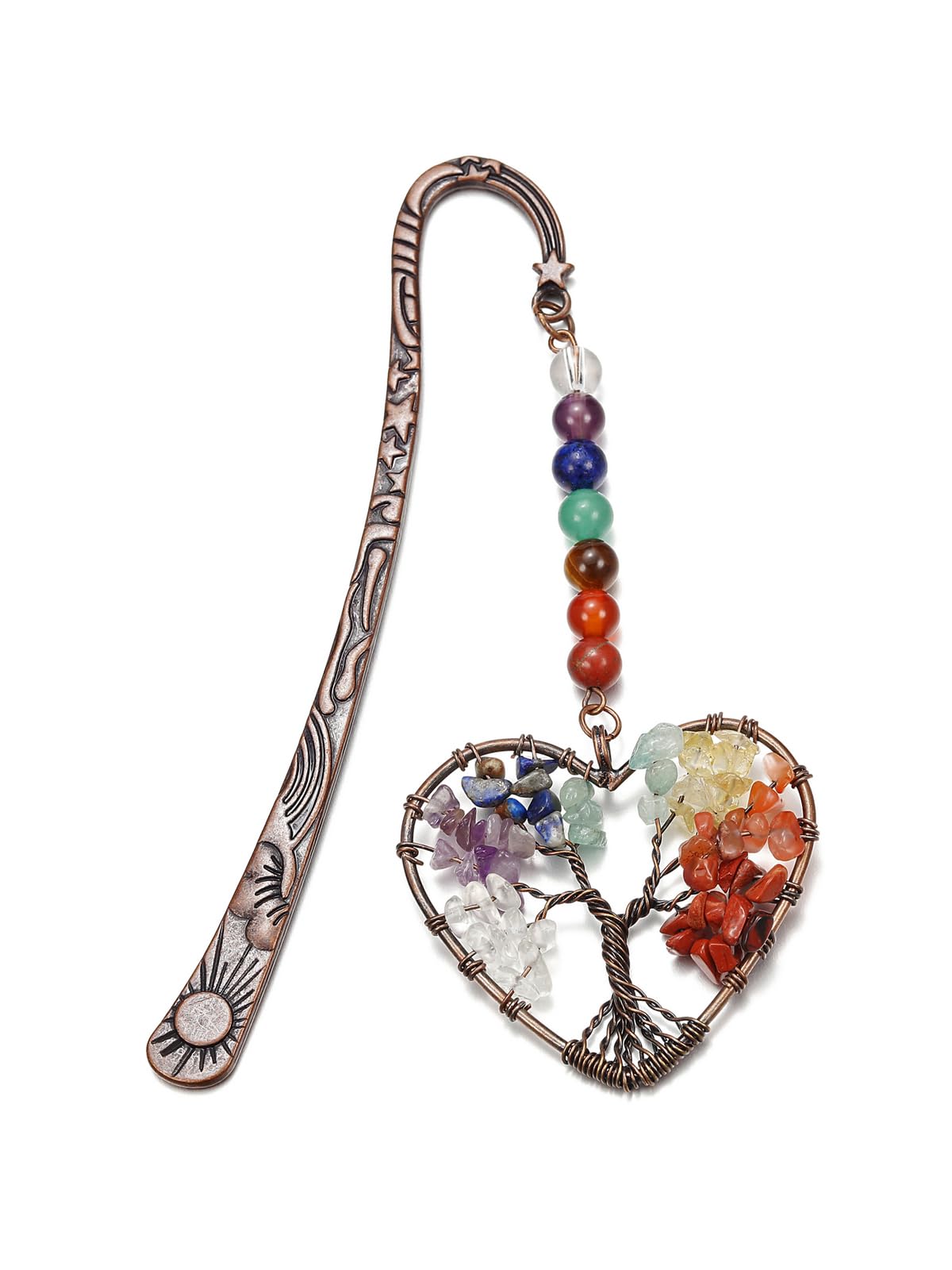 CrystalTears Metal Crystal Bookmark Heart Chakra Healing Crystals Tree of Life Bookmarks for Women Student Teacher Appreciation Gifts Graduation Gift for Women Mom Reader Book Lover Birthday Christmas