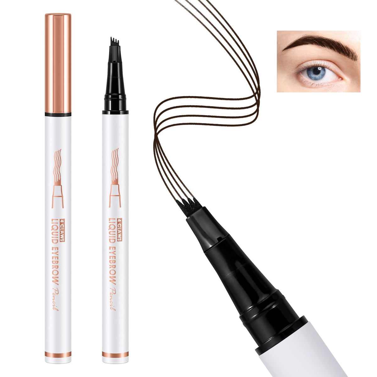 Boobeen Liquid Eyebrow Pencil, Waterproof Microblade Eyebrow Pen, Long-Lasting Brow Pencil for Natural Eyebrow Makeup