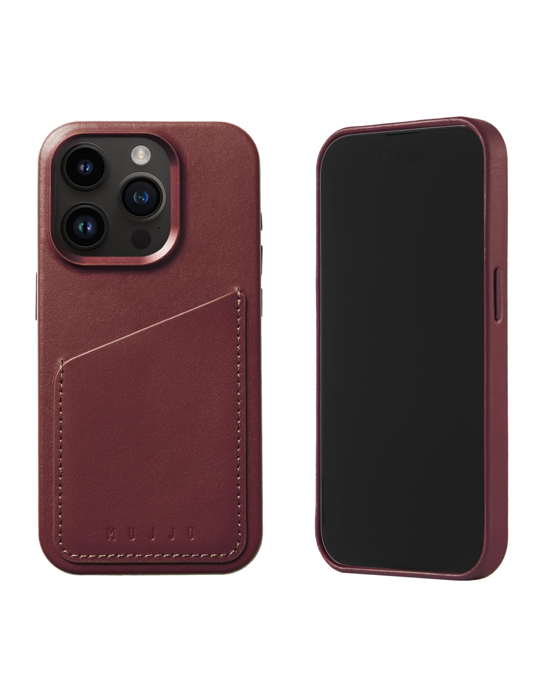 Mujjo Leather Wallet Phone Case - Fits iPhone 15 Pro - MagSafe Compatible - Premium European Leather Case with Card Pocket - Enhanced Phone & Camera Lens Protection - Crafted with Recycled Materials