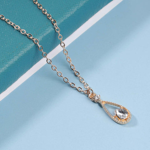 Yheakne Vintage Tiny Teardrop Crystal Necklace Choker Gold Rhinestone Dot Pendant Necklace Chain Water Drop Choker Necklace Minimalism Necklace Chain Jewelry for Women and Girls