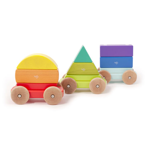 9 Piece Tegu Magnetic Shape Train Building Block Set, Rainbow